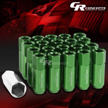 20X RACING RIM EXTENDED ACORN TUNER  WHEEL LOCK LUG NUTS+1X ADAPTER KEY GREEN