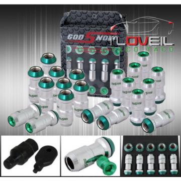 M12  X 1.5MM 20PC CHROME GREEN FORMULA STYLE RACE LUG NUTS LOCK KEY WHEEL RIMS