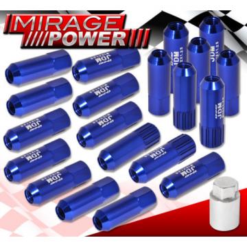 (20 PIECES) UNIVERSAL M12x1.25 ALUMINUM TUNER WHEEL LUG NUTS BLUE + LOCKING KEY