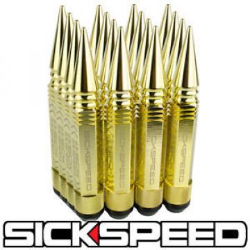 SICKSPEED 16 PC 24K GOLD 5 1/2&#034; LONG SPIKED STEEL LOCKING  LUG NUTS 12X1.5 L16