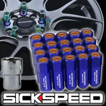 SICKSPEED 20 BLUE/ORANGE CAPS ALUMINUM 60MM LOCKING LUG NUTS WHEEL 12X1.25 L12