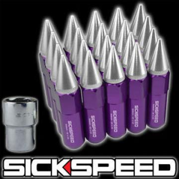 20 PURPLE/POLISHED SPIKED ALUMINUM EXTENDED 60MM LOCKING LUG NUTS 12X1.5 L17