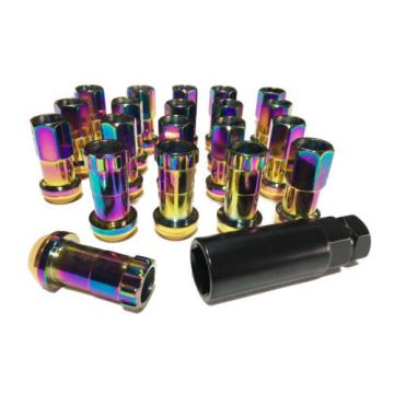 Mitsubishi EVO Eclipse 20pc Steel Slim Extended Lug Nuts +Lock 12x1.5 Neo Chrome