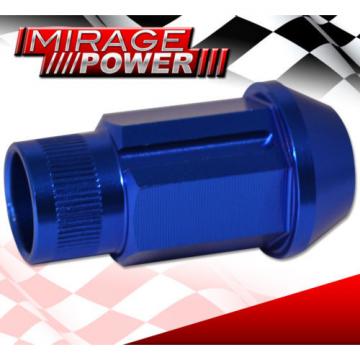 (20 PIECES) UNIVERSAL M12x1.25 ALUMINUM TUNER WHEEL LUG NUTS BLUE + LOCKING KEY