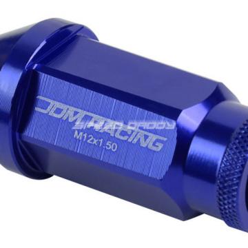 20X RACING RIM 50MM OPEN END ANODIZED WHEEL LUG NUT+ADAPTER KEY BLUE