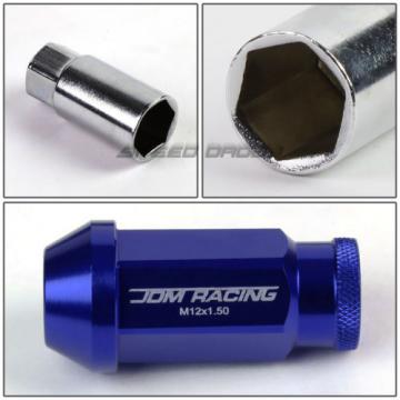 20X RACING RIM 50MM OPEN END ANODIZED WHEEL LUG NUT+ADAPTER KEY BLUE