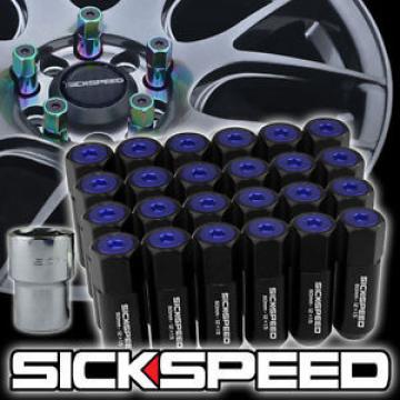 24 BLACK/BLUE CAPPED ALUMINUM EXTENDED 60MM LOCKING LUG NUTS WHEELS 12X1.5 L18