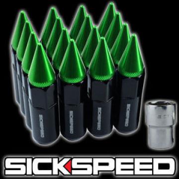 16 BLACK/GREEN SPIKED ALUMINUM 60MM EXTENDED LOCKING LUG NUTS WHEELS 12X1.5 L16