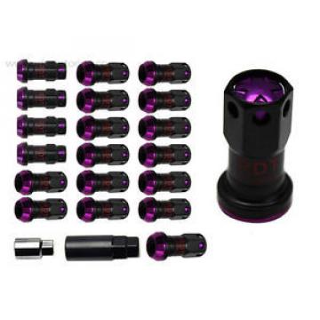 Lexus GS IS LS SC 20pc Steel Slim Extended Lug Nuts +Lock 12x1.5mm Purple Closed