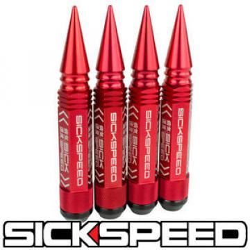 SICKSPEED 4 PC RED 5 1/2&#034; LONG SPIKED STEEL LOCKING LUG NUTS FOR RIMS 12X1.5 L20