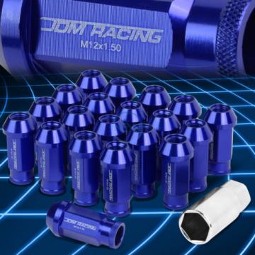 20pcs M12x1.5 Anodized 50mm Tuner Wheel Rim Locking Acorn Lug Nuts+Key Blue