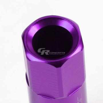 FOR CORVETTE/MALIBU/lMPALA 20X EXTEND ACORN TUNER WHEEL LUG NUTS+LOCK+KEY PURPLE