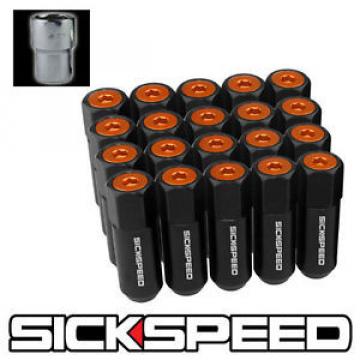 16 BLACK/ORANGE CAPPED ALUMINUM 60MM EXTENDED TUNER LOCKING LUG NUTS 12X1.5 L16