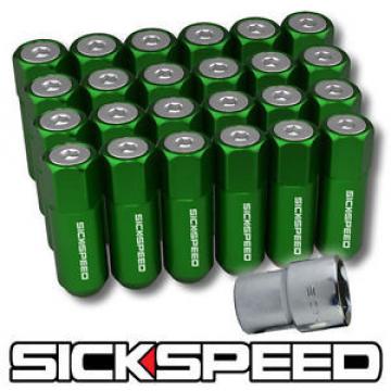 SICKSPEED 24 GREEN/POLISHED CAPPED 60MM LOCKING LUG NUTS FOR WHEELS 14X1.5 L19