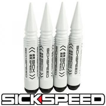 SICKSPEED 4 PC WHITE 5 1/2&#034; SPIKED STEEL EXTENDED LOCKING LUG NUTS WHEEL 14X2