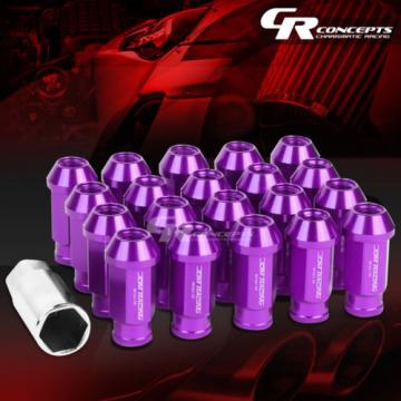 20X RACING RIM ACORN TUNER ALUMINUM WHEEL LOCK LUG NUTS + 1X ADAPTER KEY PURPLE