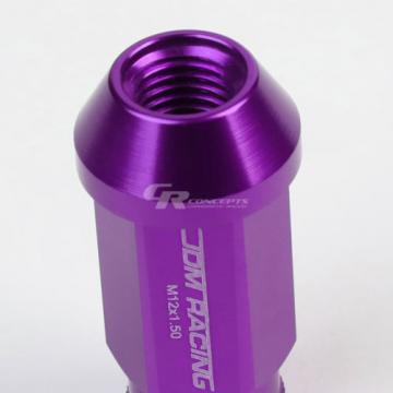 20X RACING RIM ACORN TUNER ALUMINUM WHEEL LOCK LUG NUTS + 1X ADAPTER KEY PURPLE