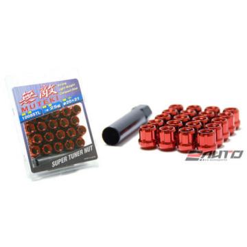 SPLINE 21mm MUTEKI WHEEL LOCK LUG NUT 12x1.5 M12 P1.5 RED OPEN END w/ key d