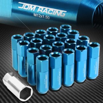 20 PCS M12 X 1.5 ALUMINUM ACORN TUNER LUG NUT/WHEEL LOCK+ADAPTER KEY LIGHT BLUE