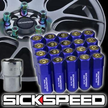 SICKSPEED 20 BLUE/24K GOLD CAPPED 60MM LOCKING LUG NUTS FOR WHEELS 12X1.25 L12