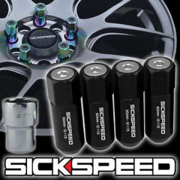 SICKSPEED 4 PC BLACK/POLISHED CAP ALUMINUM LOCKING LUG NUTS WHEELS 12X1.25 L15