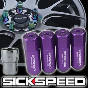 SICKSPEED 4 PC PURPLE CAPPED ALUMINUM LOCKING LUG NUTS WHEELS/RIMS 12X1.25 L15