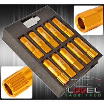 UNIVERSAL M12x1.25 LOCKING LUG NUTS SPORT RACING HEAVY DUTY ALUMINUM SET GOLD