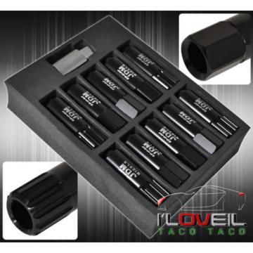 FOR CHEVY M12x1.5 LOCKING KEY LUG NUTS CAR AUTO 60MM EXTENDED ALUMINUM KIT BLACK