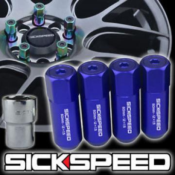 SICKSPEED 4 PC BLUE CAPPED ALUMINUM LOCKING LUG NUTS FOR WHEELS/RIMS 12X1.25 L15