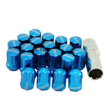 Car M12 1.5mm Steel Racing Wheel Lug Lock Gear Nuts With Installation Tools Blue