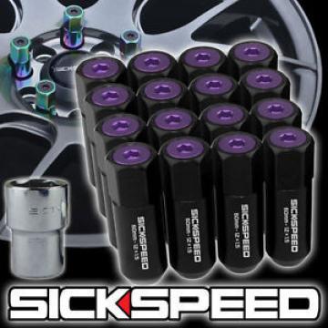 SICKSPEED 16 PC BLACK/PURPLE CAPS ALUMINUM 60MM LOCKING LUG NUTS 12X1.25 L11