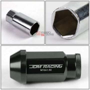 GUN METAL 50MM M12 X 1.5 ALUMINUM WHEEL RIM LOCK ACORN TUNER LUG NUT+ADAPTER KEY