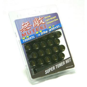 MUTEKI WHEEL LOCK LUG NUT 12x1.5 M12 P1.5 BLACK OPEN END