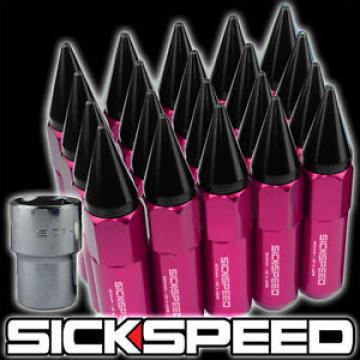 SICKSPEED 20 PC SPIKED 60MM LOCKING LUG NUTS WHEELS/RIM 12X1.25 PINK/BLACK L12