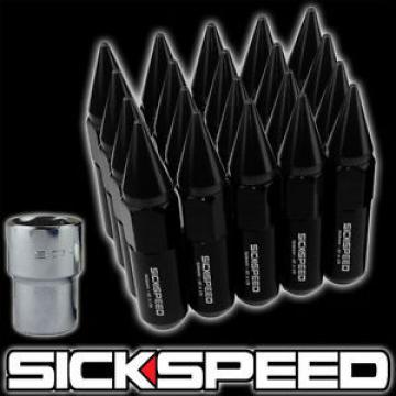 SICKSPEED 20 PC BLACK SPIKED ALUMINUM 60MM LOCKING LUG NUTS WHEELS 12X1.25 L12