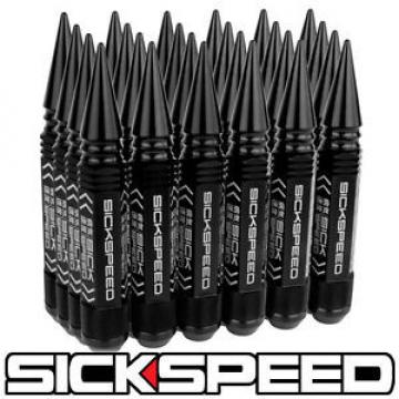 SICKSPEED 24 PC BLACK 5 1/2&#034; LONG SPIKED STEEL LOCKING LUG NUTS 12X1.5 L18