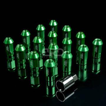 NRG ANODIZED ALUMINUM OPEN END TUNER WHEEL LUG NUTS LOCK M12x1.5 GREEN 16 PC+KEY