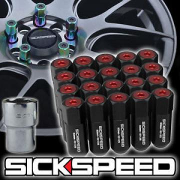 SICKSPEED 20 PC BLACK/RED CAPS ALUMINUM 60MM LOCKING LUG NUTS WHEELS 12X1.25 L12