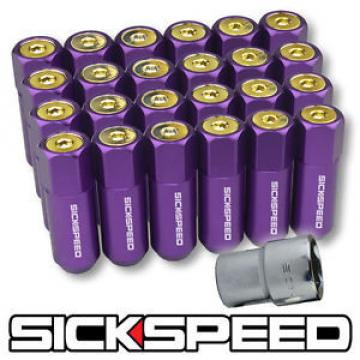 SICKSPEED 24 PC PURPLE/24K GOLD CAPPED EXTENDED 60MM LOCKING LUG NUTS 1/2x20 L23