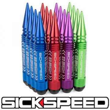 SICKSPEED 16 PC RAINBOW 5 1/2&#034; LONG SPIKED STEEL LOCKING LUG NUTS 12X1.5 L16