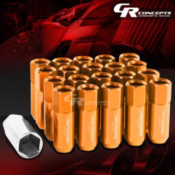 20X RACING RIM EXTENDED ACORN TUNER  WHEEL LOCK LUG NUTS+1X ADAPTER KEY ORANGE