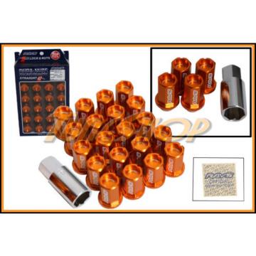 VOLK RACING RAYS STRAIGHT L42 DURA WHEELS LOCK LUG NUTS 12X1.5 1.5 RIM ORANGE M