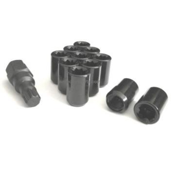 24- 14x1.5 TUNER LUG NUTS 8 POINT BLACK WHEEL LOCK MOST CHEVROLET GMC FORD TRUCK