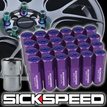 24 PURPLE/BLUE CAPPED ALUMINUM EXTENDED TUNER LOCKING LUG NUTS WHEELS 12X1.5 L18