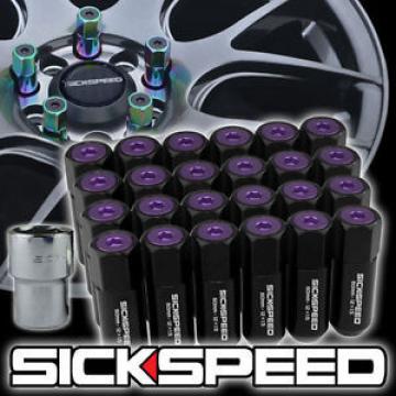 SICKSPEED 24 BLACK/PURPLE CAPS ALUMINUM 60MM LOCKING LUG NUTS WHEEL 12X1.25 L13