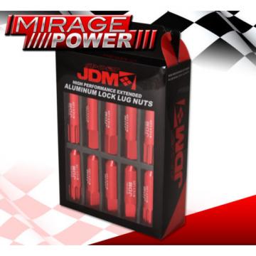 (20 PIECES) UNIVERSAL M12x1.25 ALUMINUM TUNER WHEEL LUG NUTS RED + LOCKING KEY