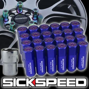 24 BLUE/PURPLE CAPPED ALUMINUM EXTENDED 60MM LOCKING LUG NUTS WHEELS 12X1.5 L18