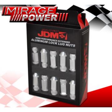 (20 PIECES) UNIVERSAL M12x1.25 ALUMINUM TUNER WHEEL LUG NUTS SILVER +LOCKING KEY