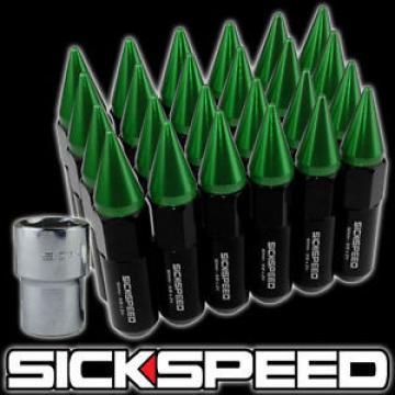 SICKSPEED 24 PC BLACK/GREEN SPIKED ALUMINUM 60MM LOCKING LUG NUTS 12X1.25 L13