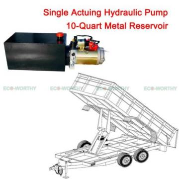 10 Quart Single Acting Dump Trailer Hydraulic +Metal Reservior Fit for Lift Pump